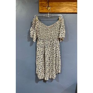 Ditsy Floral Print Shirred Bodice Summer Dress